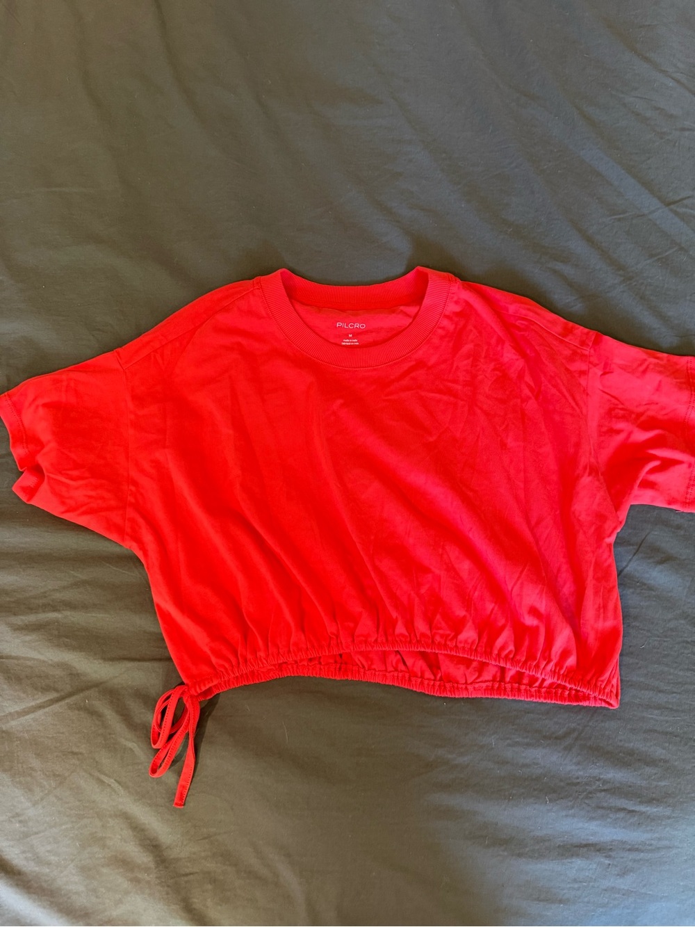 Bright orange/red Cropped from anthropology Drawstring Tee